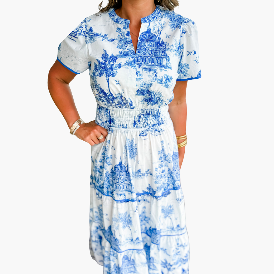 Elza - Classic Toile Maxi Dress