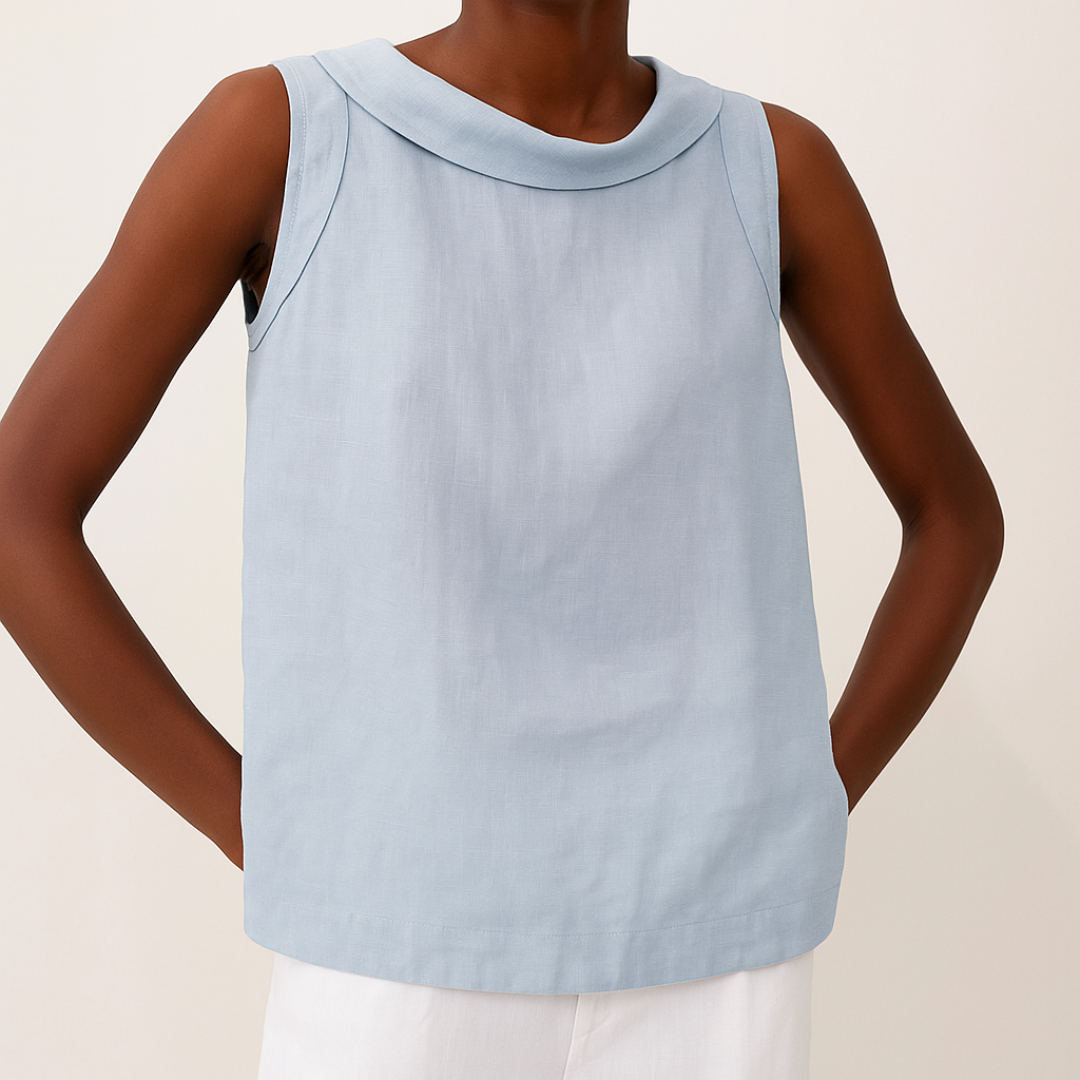 Layla – Sleeveless Roll Collar Top