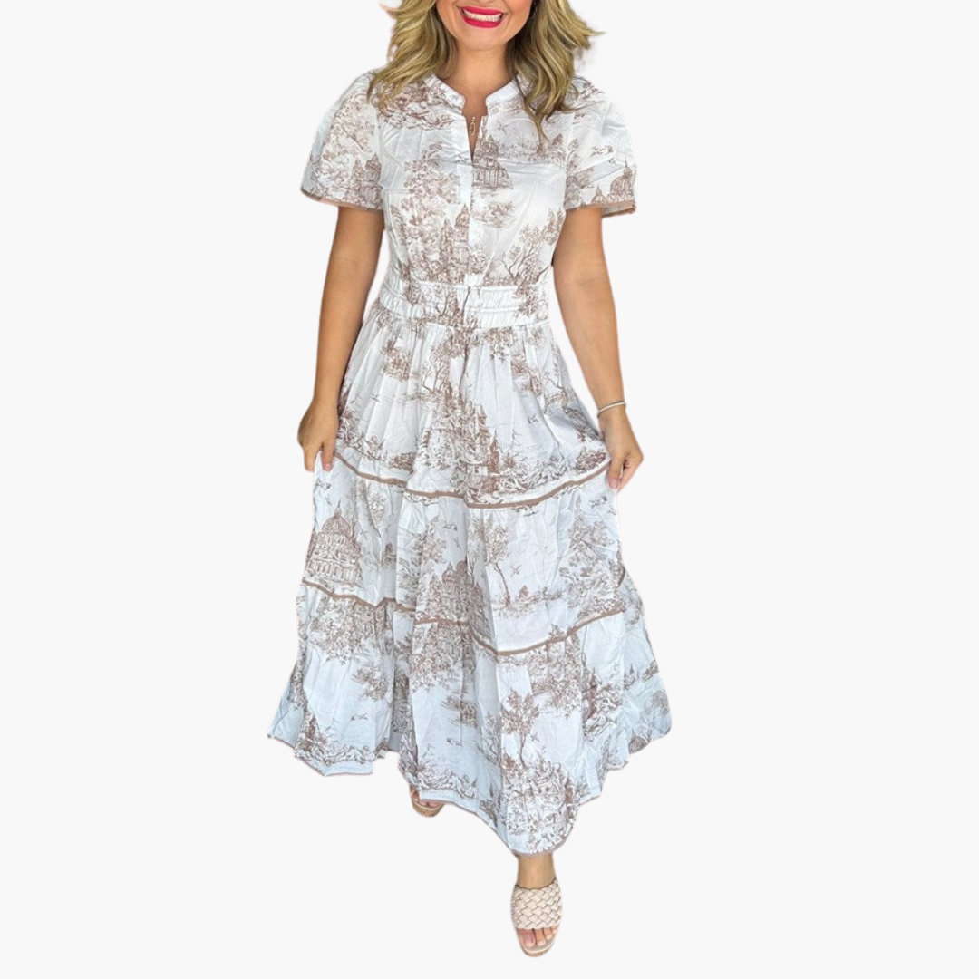 Elza - Classic Toile Maxi Dress