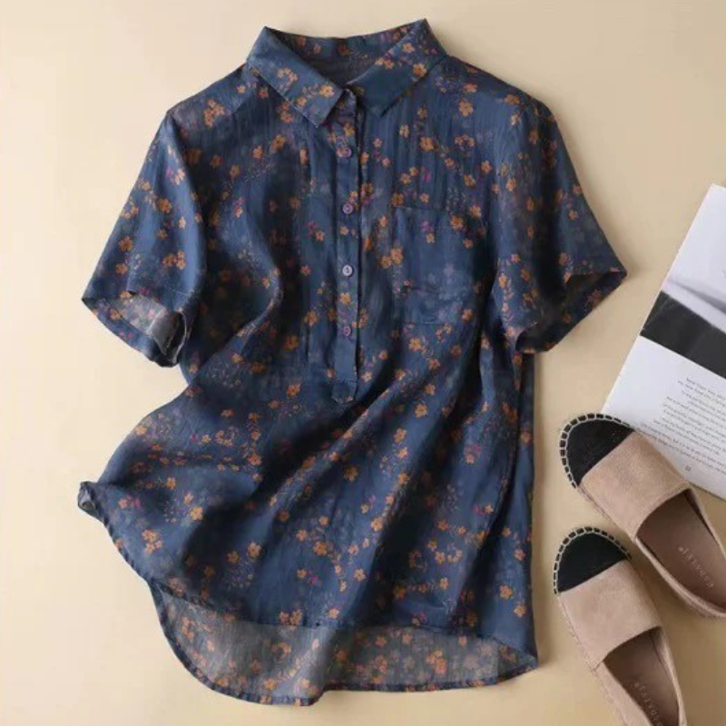 Mabel – Floral Half-Placket blouse