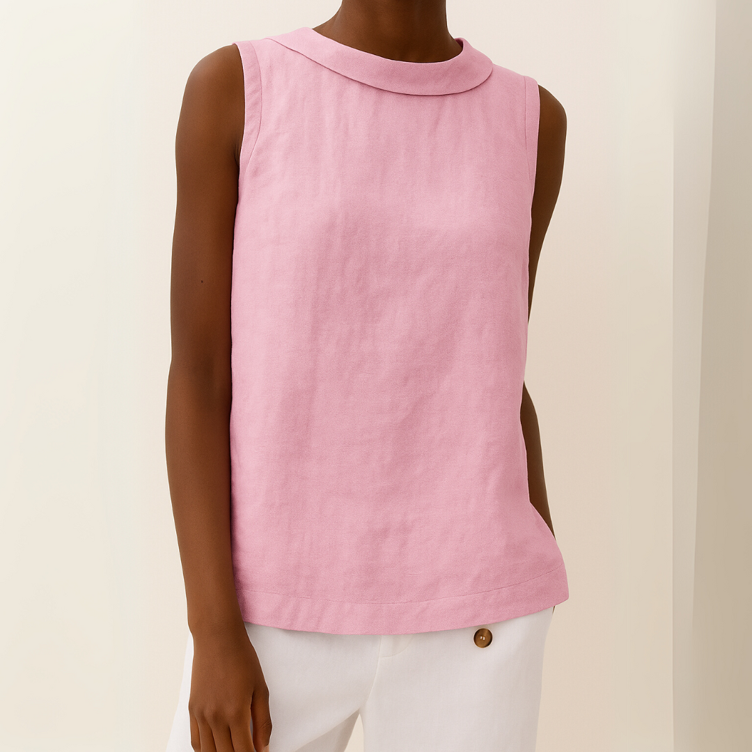 Layla – Sleeveless Roll Collar Top