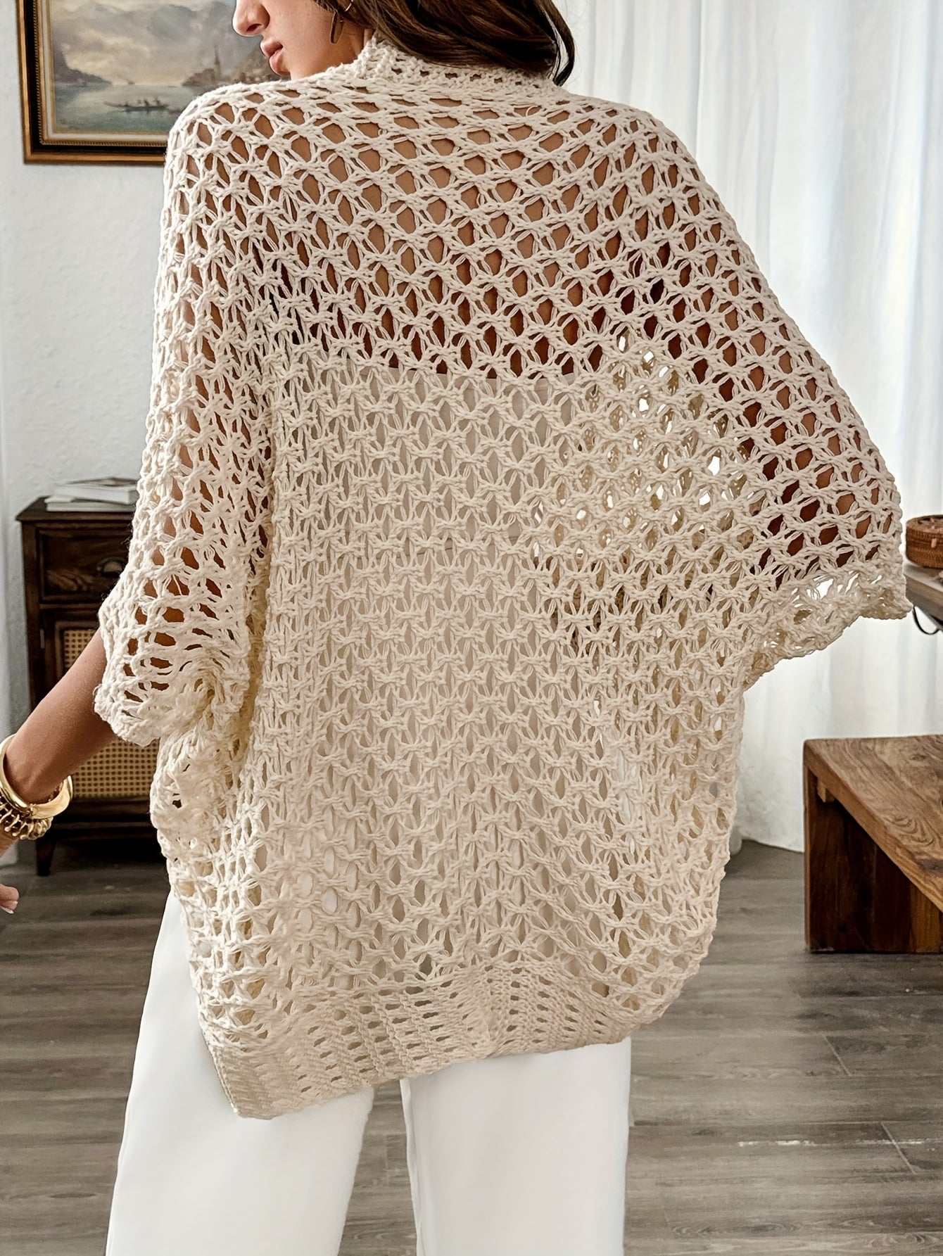 Lindy – Open Knit Drape Cardigan