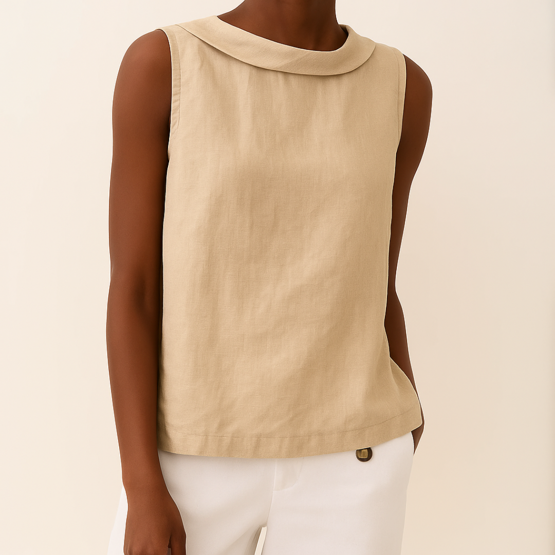 Layla – Sleeveless Roll Collar Top