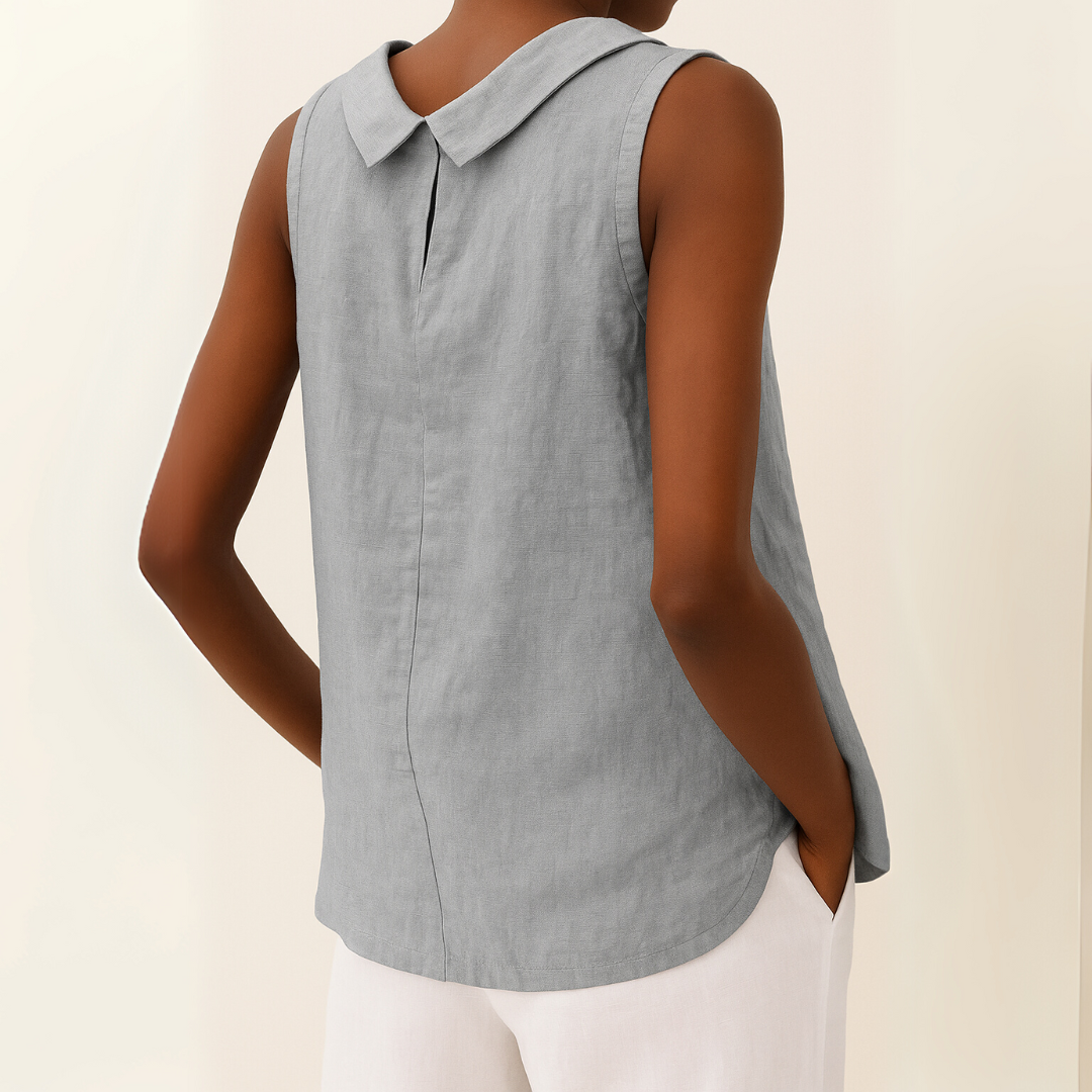 Layla – Sleeveless Roll Collar Top