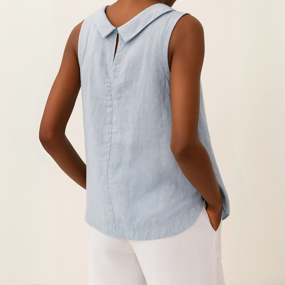 Layla – Sleeveless Roll Collar Top