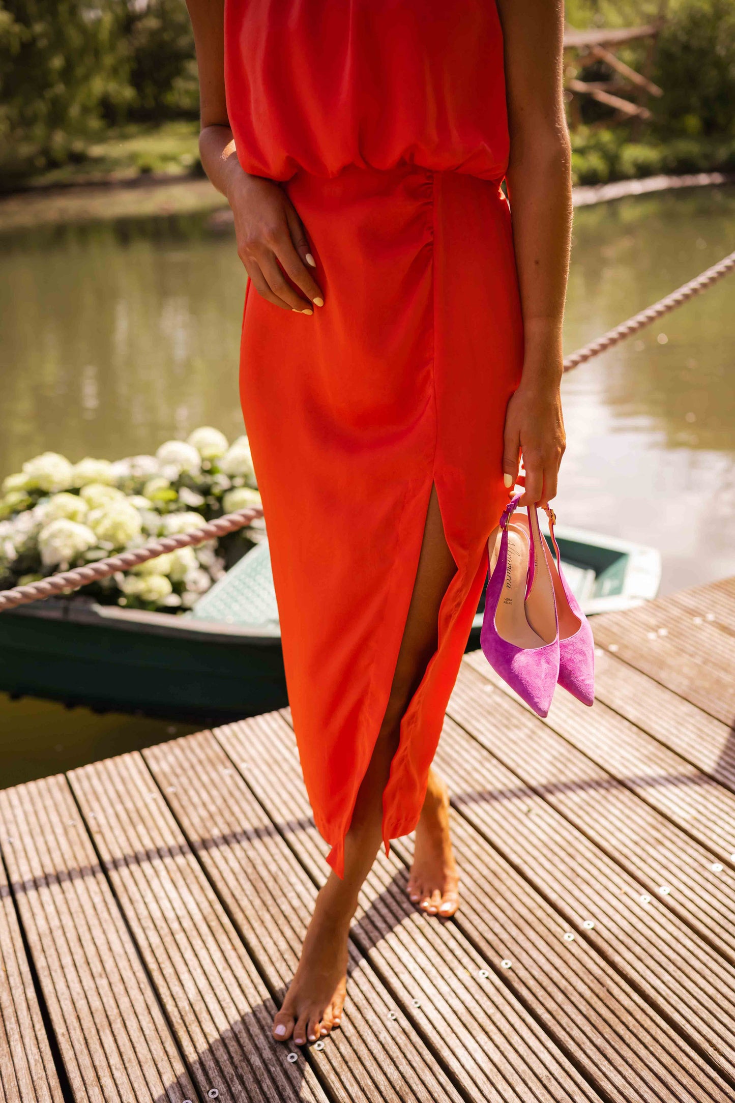 Alice - Halter Slit Midi Dress