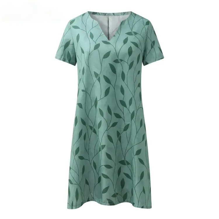 Jane – Printed V-Neck A-Line Dress