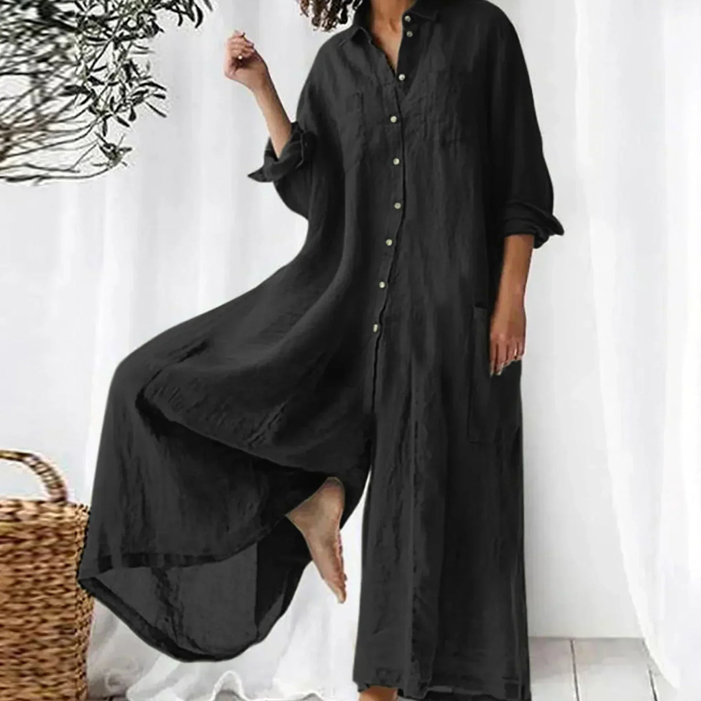 Francesca – Oversized Button-Down Jumpsuit