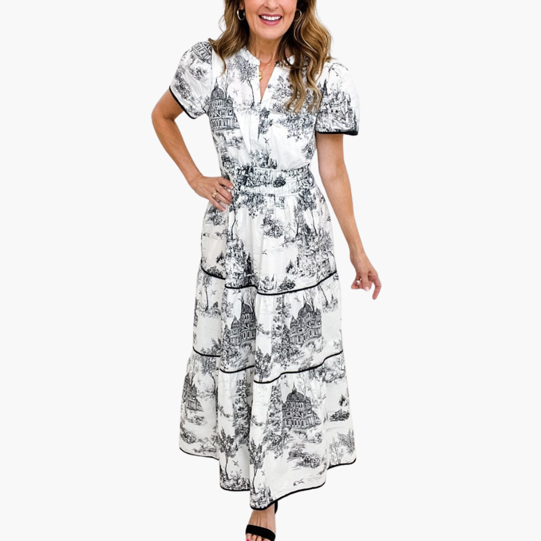 Elza - Classic Toile Maxi Dress