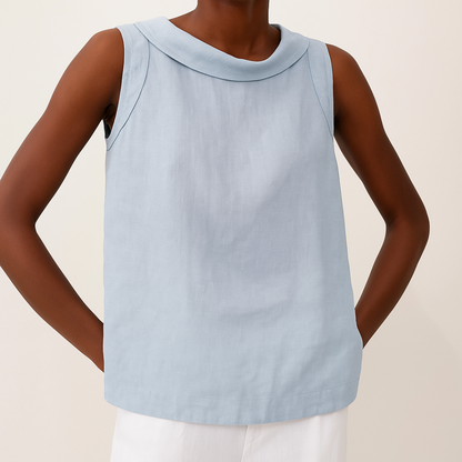 Layla – Sleeveless Roll Collar Top