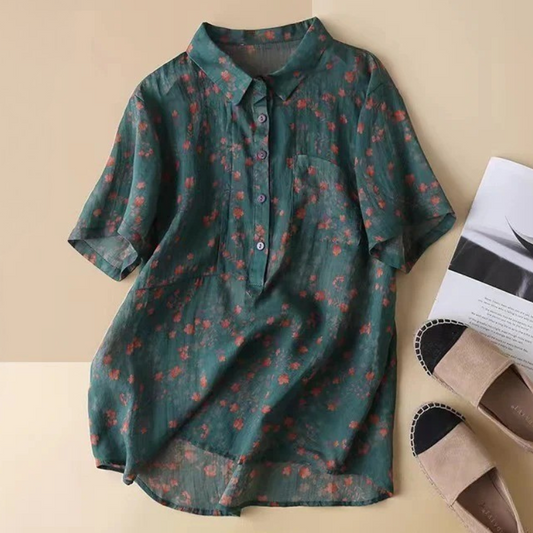 Mabel – Floral Half-Placket blouse