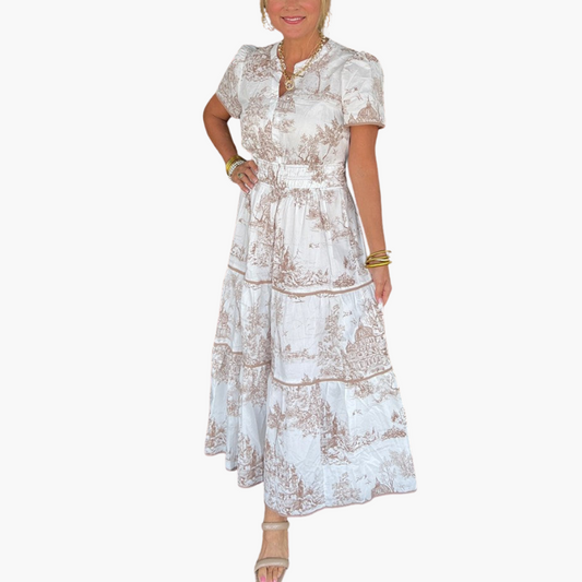 Elza - Classic Toile Maxi Dress