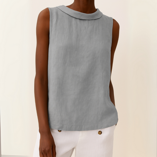 Layla – Sleeveless Roll Collar Top