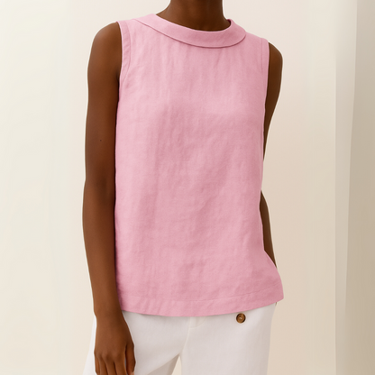 Layla – Sleeveless Roll Collar Top