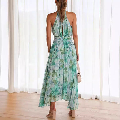 Celeste – Pleated Halter Maxi Dress