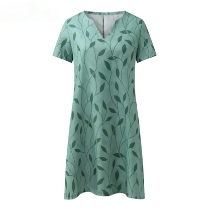 Jane – Printed V-Neck A-Line Dress